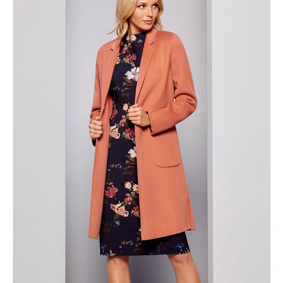 NEW!!!   Notch Collar Long Wool Jacket Coat - Picture 4 of 6